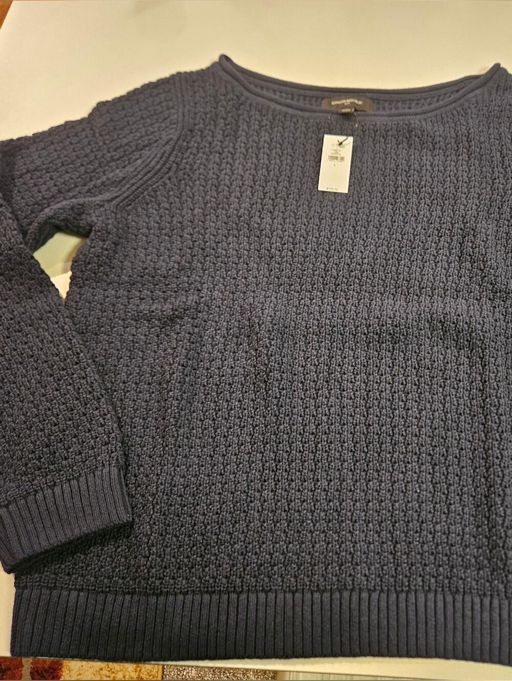Womens Banana Republic Navy Boatneck Summer Sweater Size L NWT